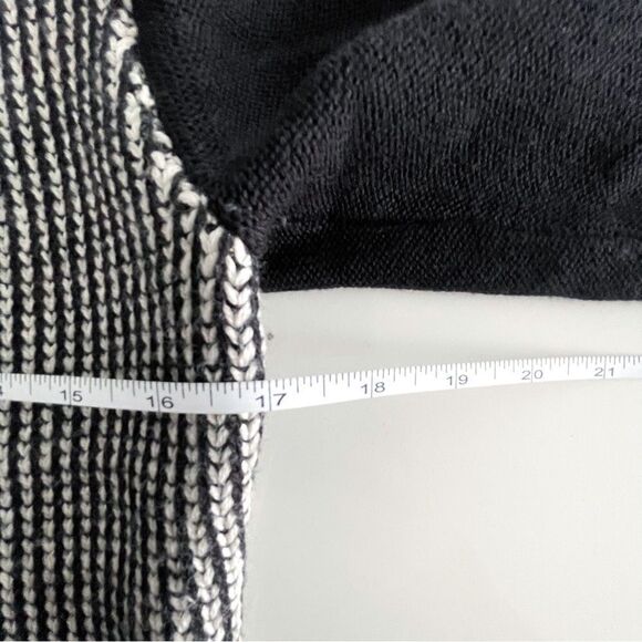 Nanette Lepore Jacket Knit Black White Zip Leather Trim Women's M Cardigan - Picture 6 of 8